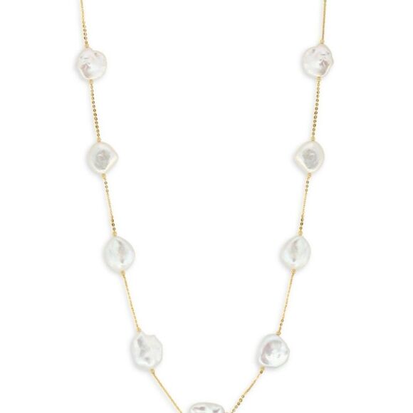 EFFY | EFFY 14K Yellow Gold & 13MM Baroque Pearl Station Necklace - Picture 3 of 3